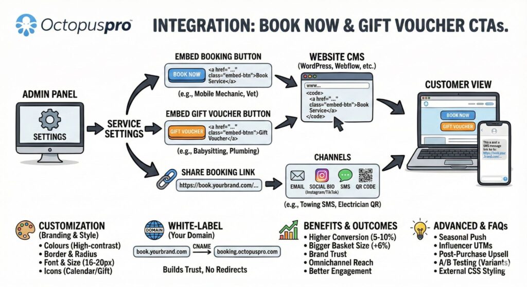 Booking and gift voucher buttons Booking and gift voucher buttons for an OctopusPro customer portal