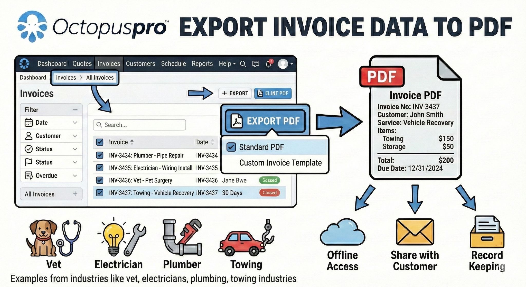 Export invoice PDF screenshot