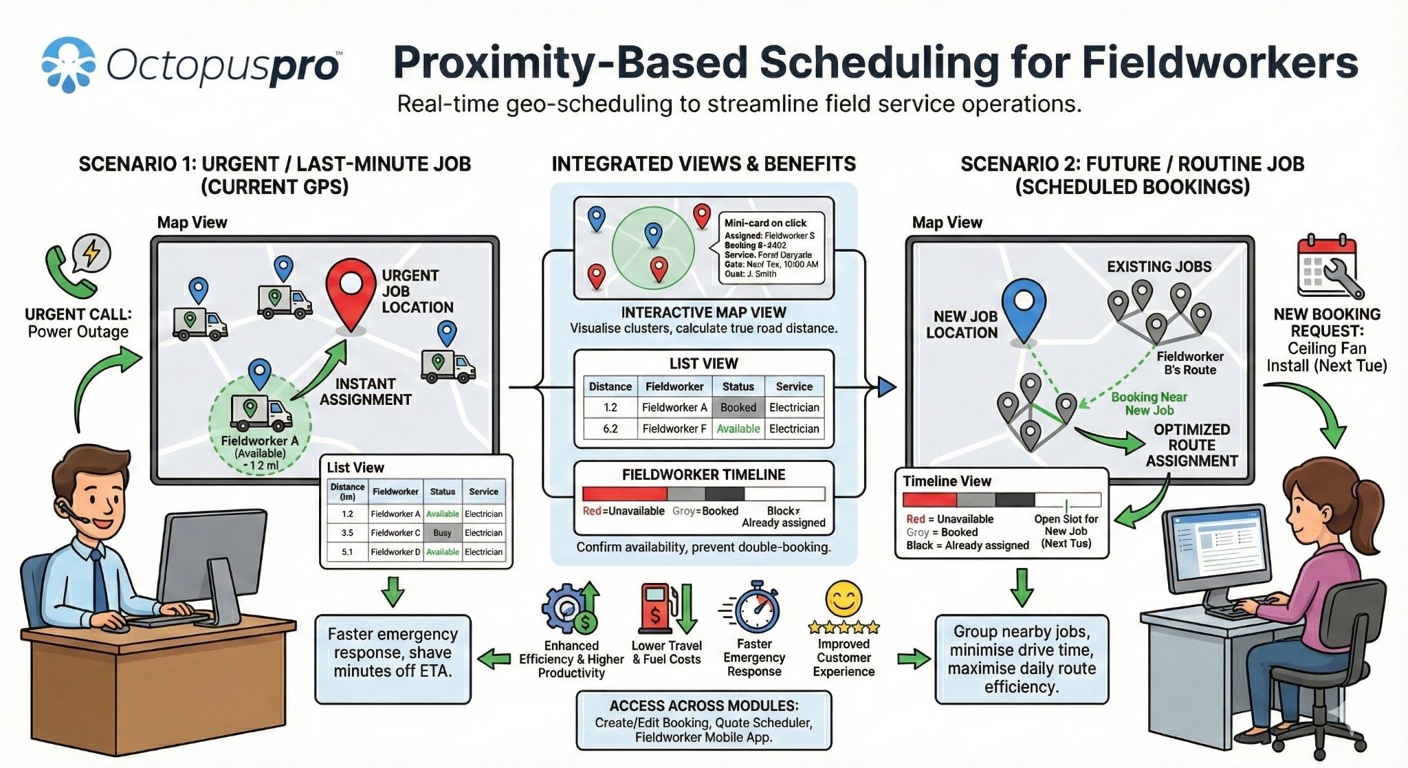 Proximity-based scheduling for fieldworkers