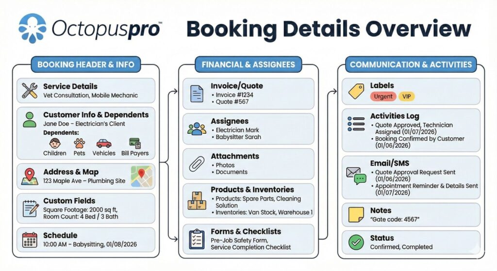 Booking details overview
