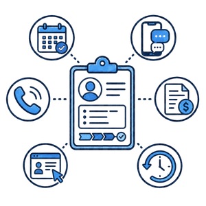 Central dashboard with connected CRM features