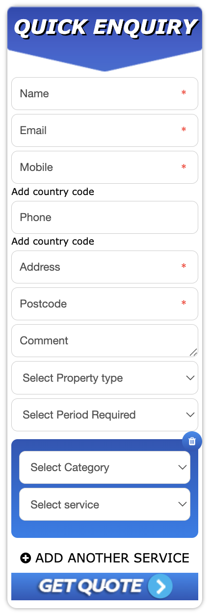 Tile and stone care website lead capture form example