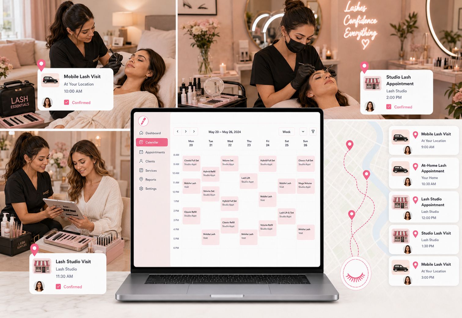 Eyelash Extensions Services Scheduling Software Locations