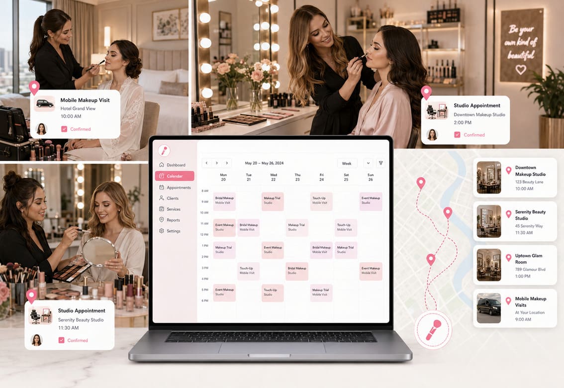Makeup Artist Services Scheduling Software Locations