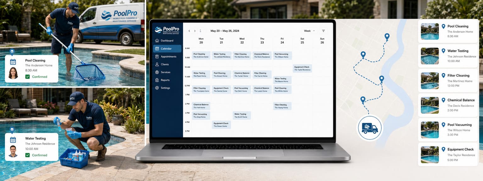Pool Cleaning Maintenance Services Scheduling Software Locations