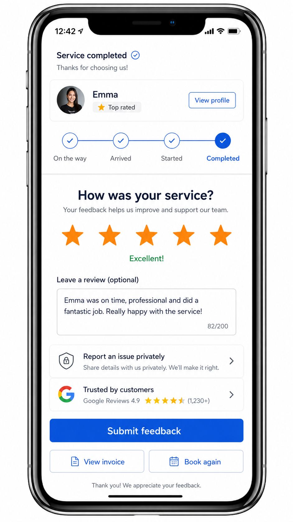 Ratings, reviews, and feedback Ratings reviews and customer feedback screenshot