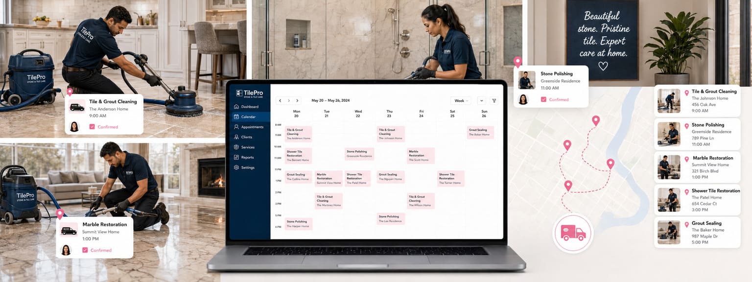 Tile Cleaning, Grout Cleaning, Stone Restoration, and Floor Polishing Services Scheduling Software Locations