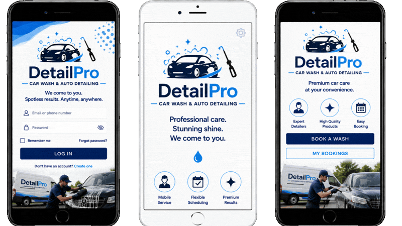 Branded car wash and auto detailing business app