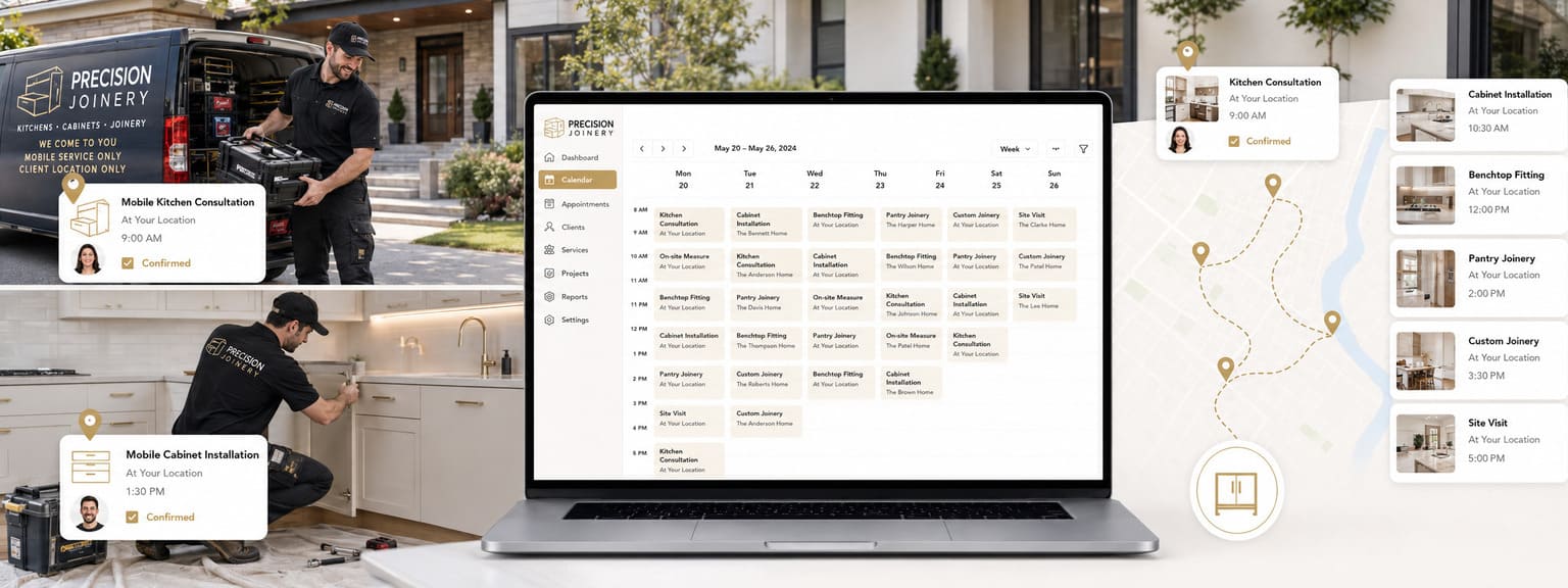 Joinery and Kitchen Installation Services Scheduling Software Locations