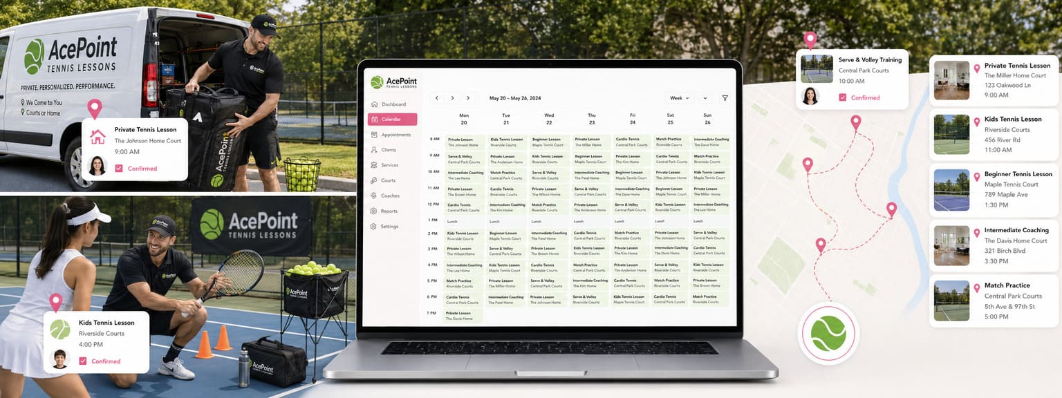 Tennis Coaching Services Scheduling Software Locations