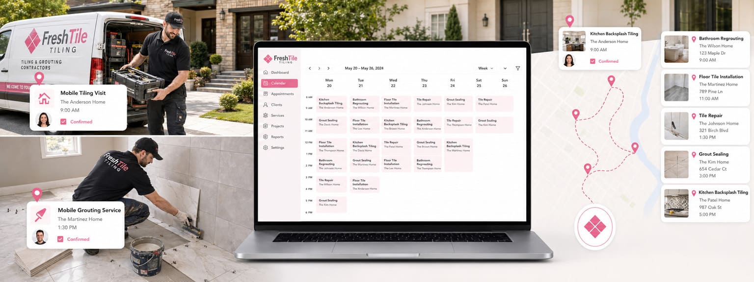 Tiling, Tile Installation, and Grouting Contractor Services Scheduling Software Locations