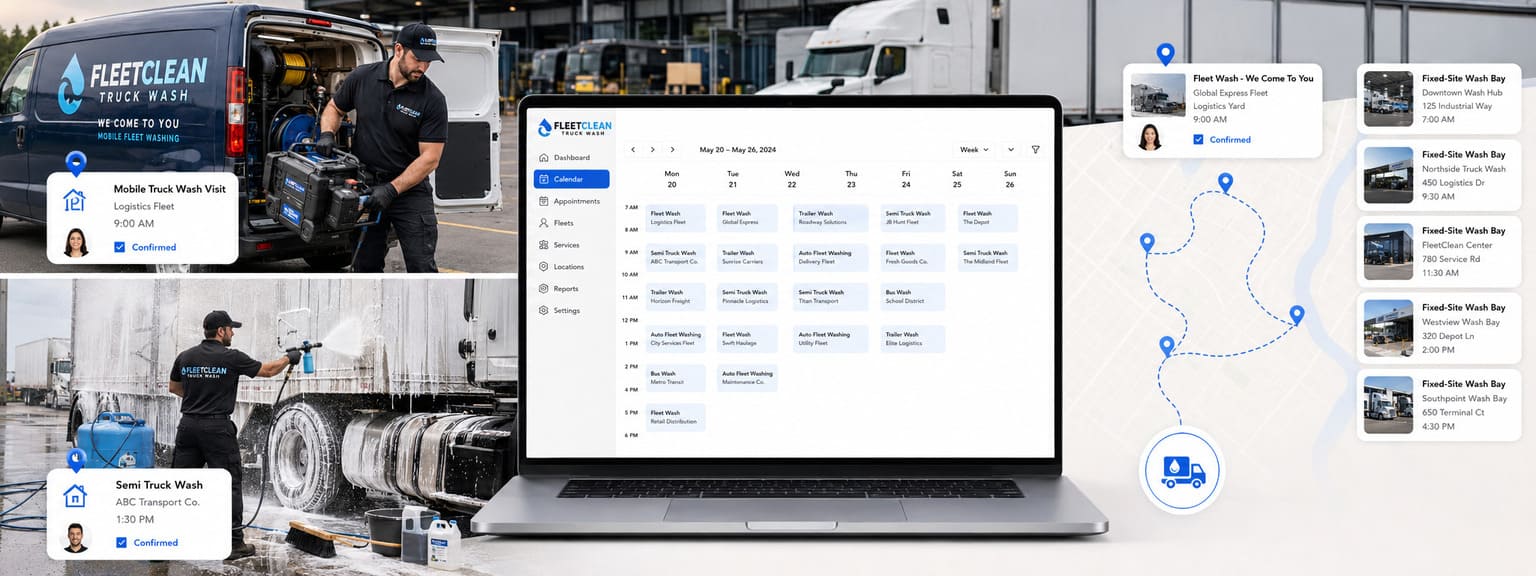 Truck Wash & Fleet Washing Services Scheduling Software Locations
